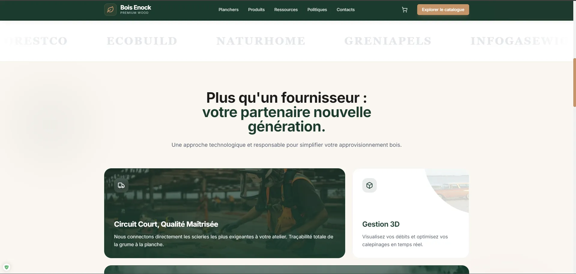 Section partenaire nouvelle generation avec circuit court et gestion 3D